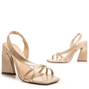 Constance..Elegant Gold Strappy Women's Heels
